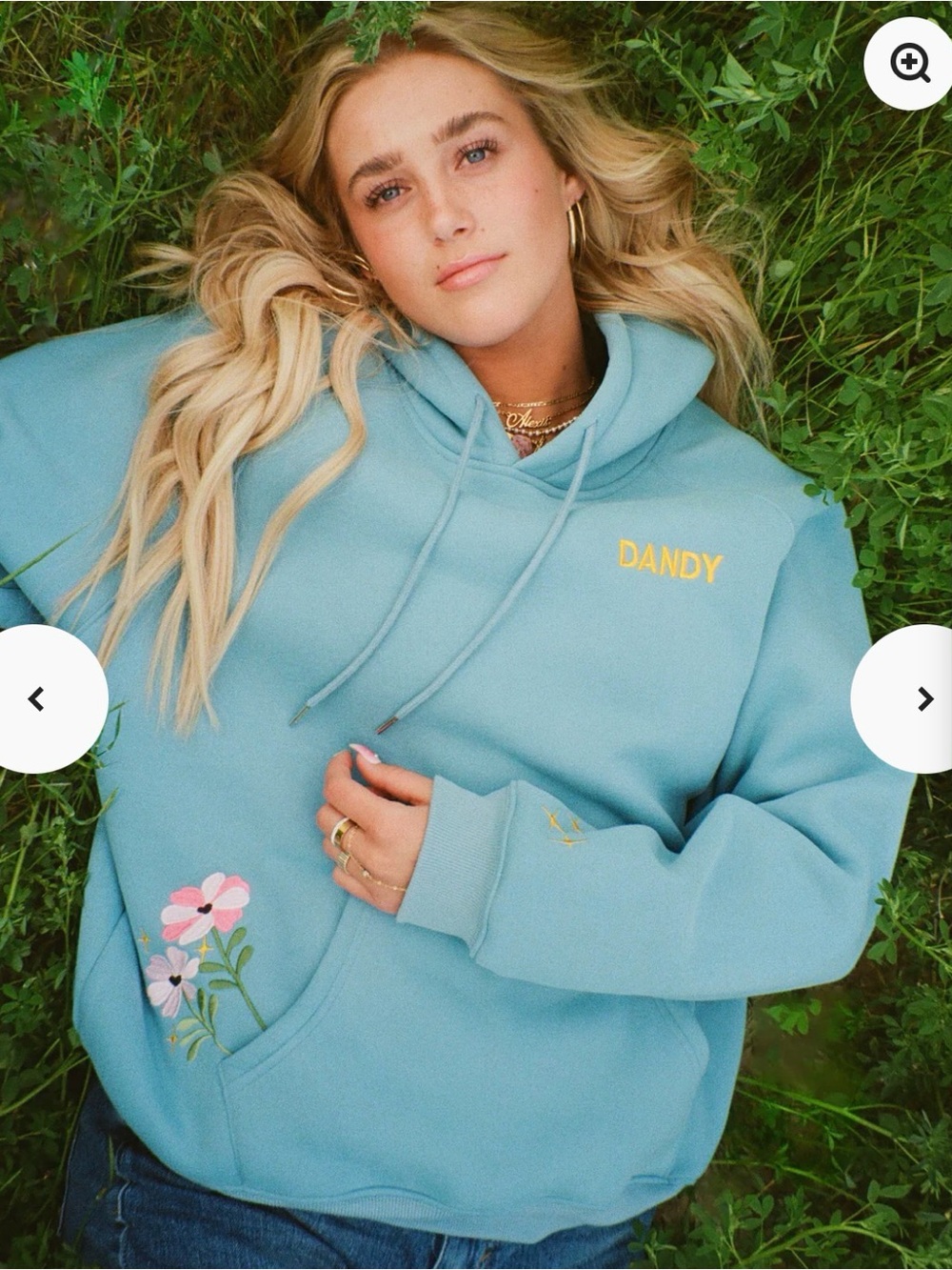 Dandy Blue Floral Embroidered Hoodie